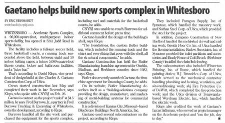 CNY Business Journal Article on our recently completed Accelerate Indoor Sports project image